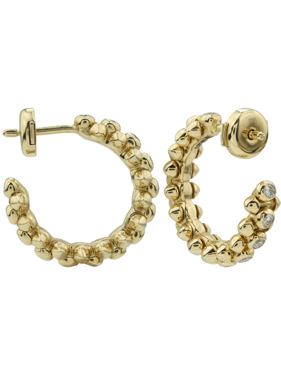 Серьги из лимонного золота 585 пробы c бриллиантами