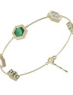 Браслет из лимонного золота c малахитом и перламутром