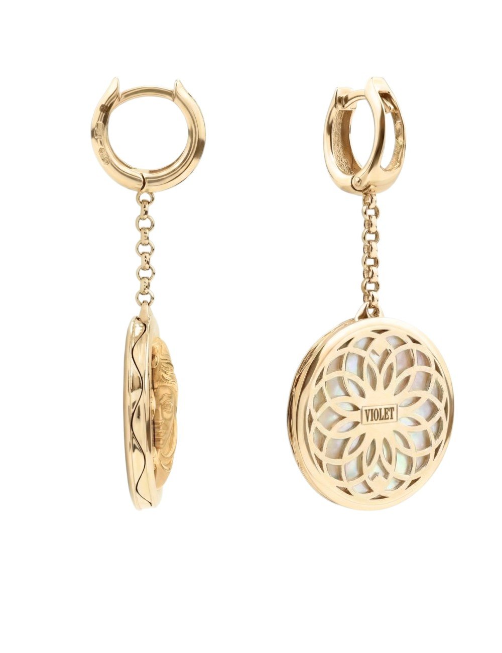 Серьги из золота c ониксом и перламутром