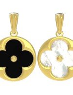 Подвеска из лимонного золота c ониксом и перламутром