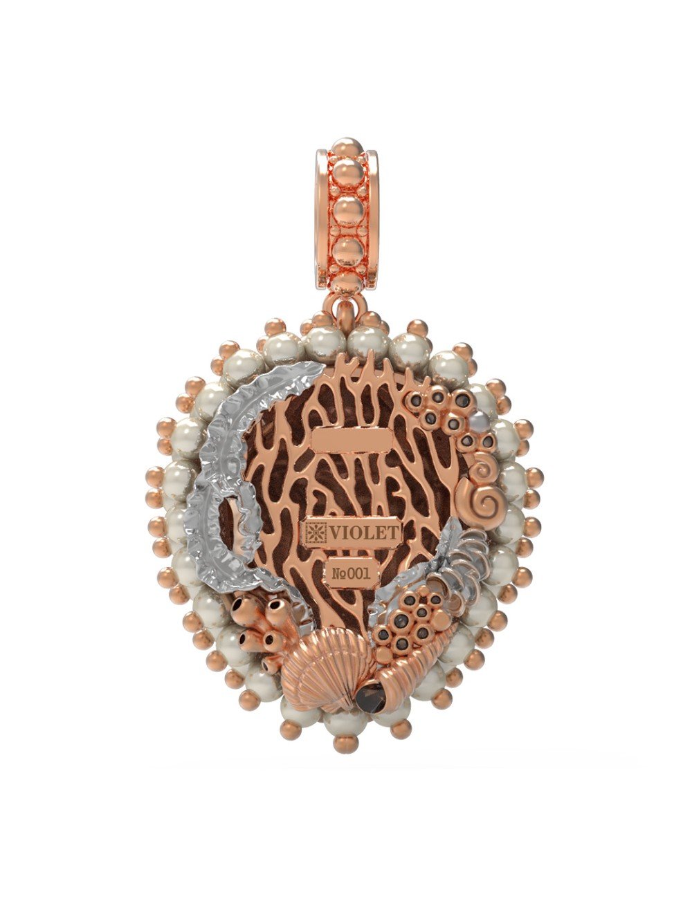 Подвеска из золота c эмалью и жемчугом