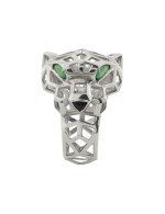 Кольцо из белого золота c изумрудом и ониксом