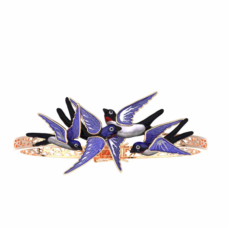 Браслет из красного золота 585 пробы c эмалью