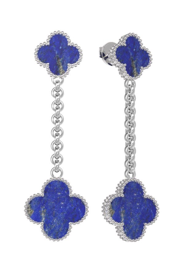 Серьги из белого золота c лазуритом