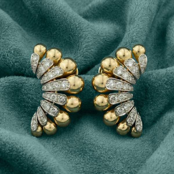 Серьги из лимонного золота 585 пробы c бриллиантами