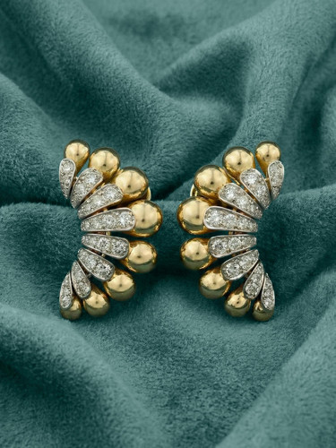 Серьги из лимонного золота 585 пробы c бриллиантами