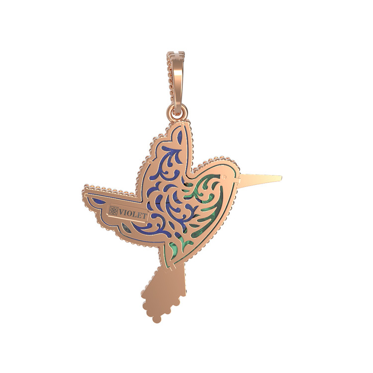 Подвеска из красного золота 585 пробы c эмалью, лазуритом и малахитом