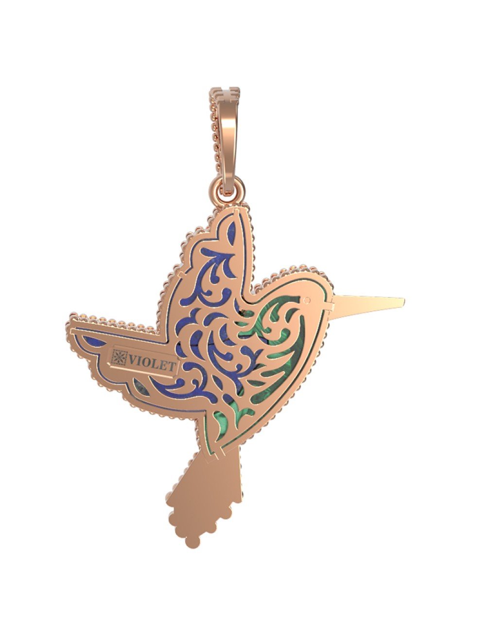 Подвеска из золота c эмалью, лазуритом и малахитом