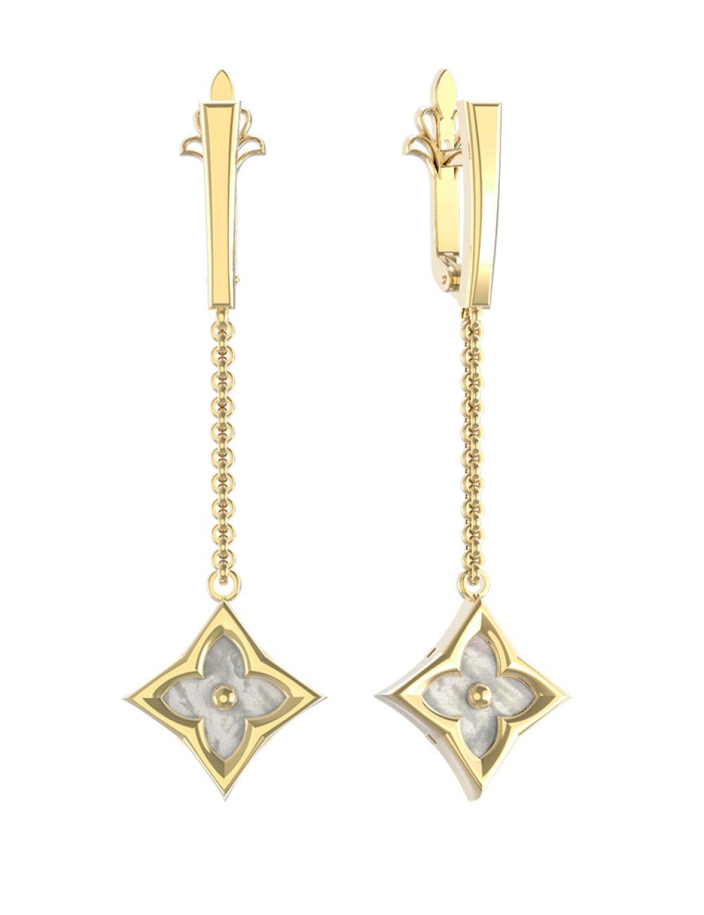 Серьги из лимонного золота c перламутром