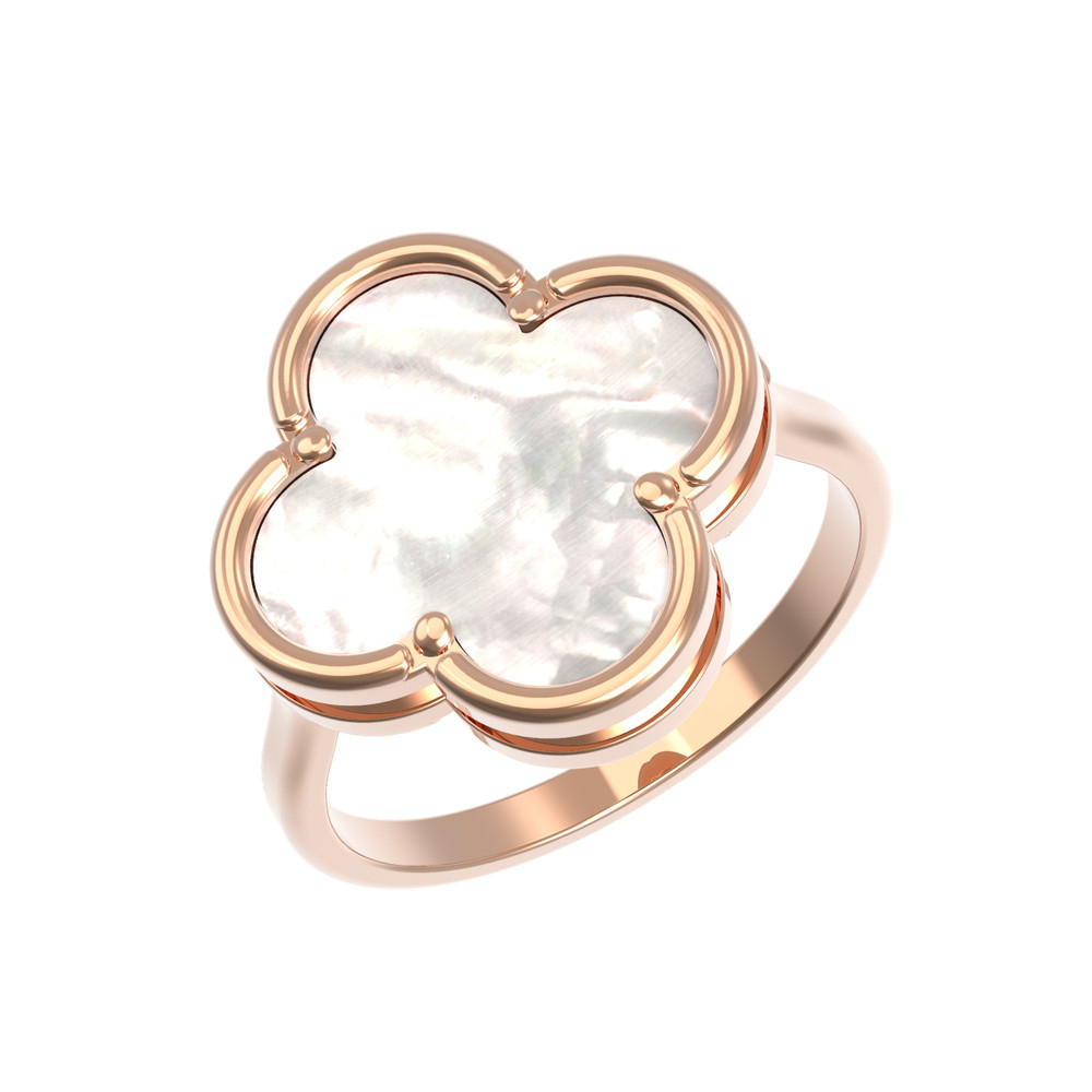 Кольцо из красного золота 585 пробы c перламутром