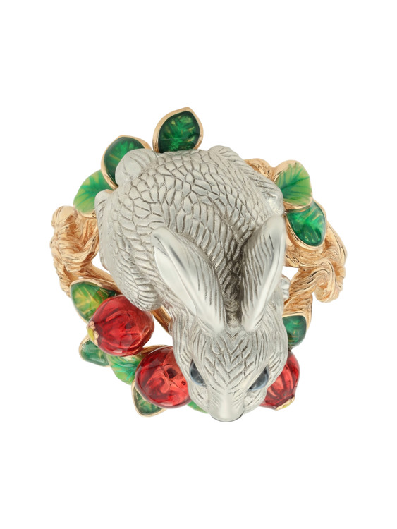 Кольцо из красного золота 585 пробы c эмалью