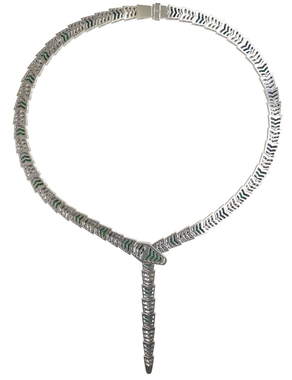 Колье из белого золота c бриллиантами и малахитом