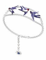 Браслет из белого золота c эмалью и сапфиром