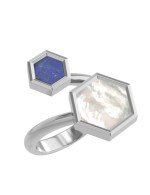 Кольцо из белого золота c лазуритом и перламутром