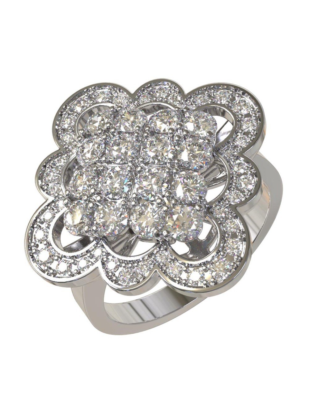 Кольцо из белого золота c бриллиантами