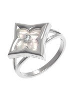 Кольцо из белого золота c бриллиантами и перламутром