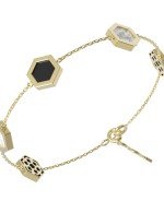 Браслет из лимонного золота c ониксом и перламутром