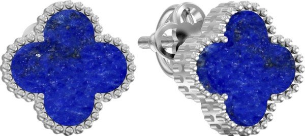 Серьги из белого золота c лазуритом