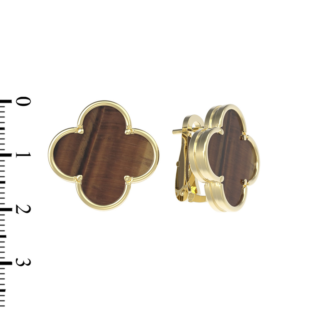 Серьги из лимонного золота 585 пробы c тигровым глазом