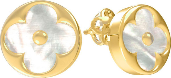 Серьги из лимонного золота 585 пробы c перламутром