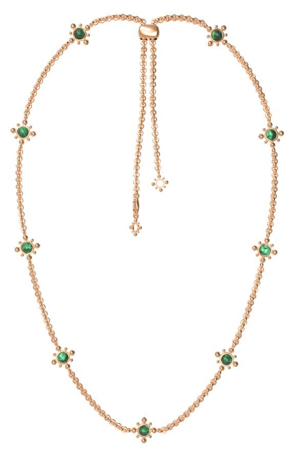 Колье из золота c малахитом