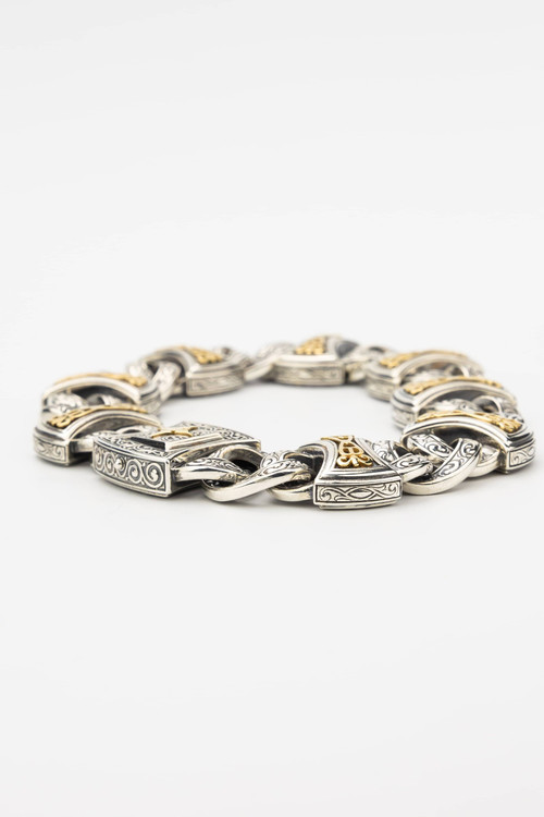 Браслет из серебра 925 пробы и золота 750 пробы c рубином