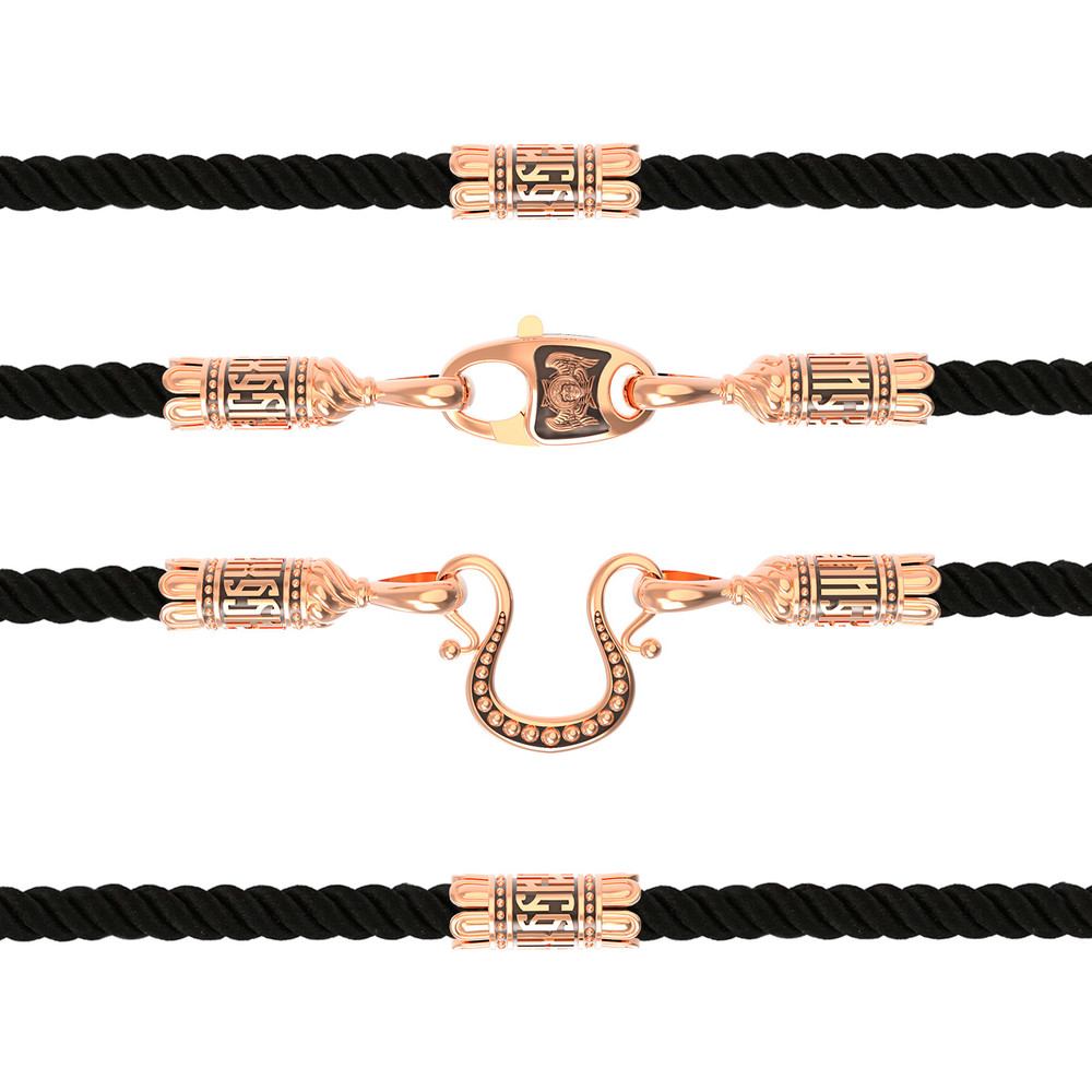 Цепь-шнурок шелк из красного золота 585 пробы c шёлковым шнурком