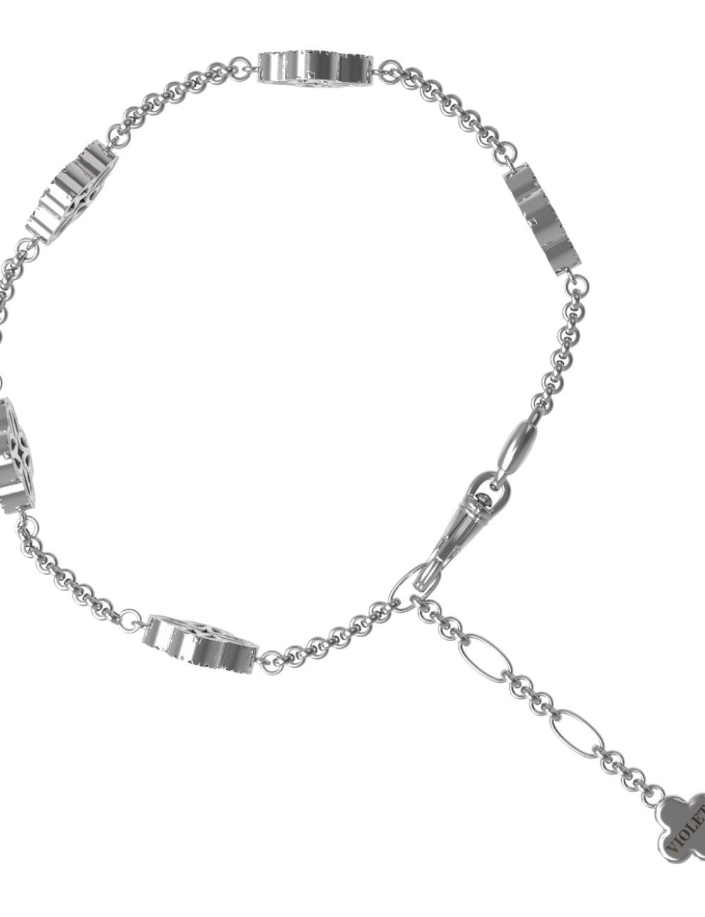 Браслет из белого золота c бриллиантами, лазуритом и перламутром