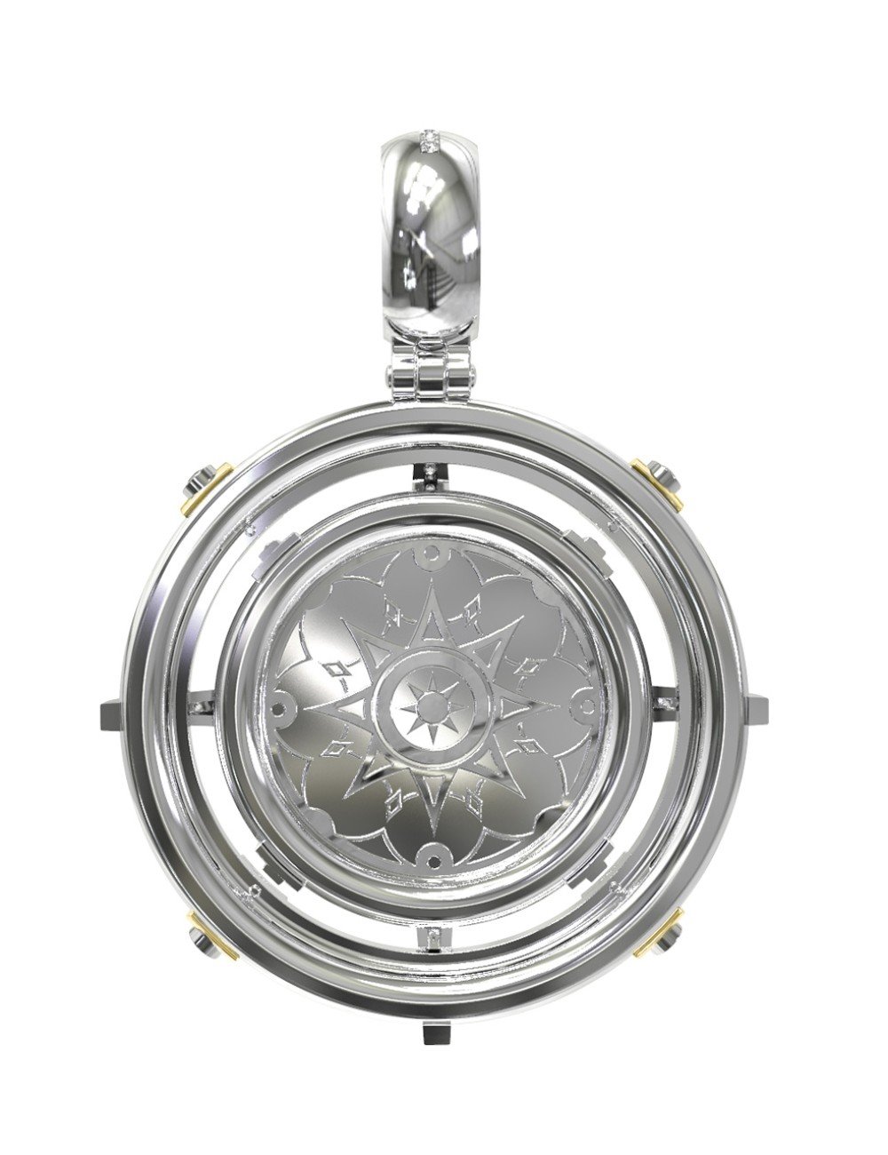 Подвеска из белого золота c эмалью, бриллиантами и ониксом