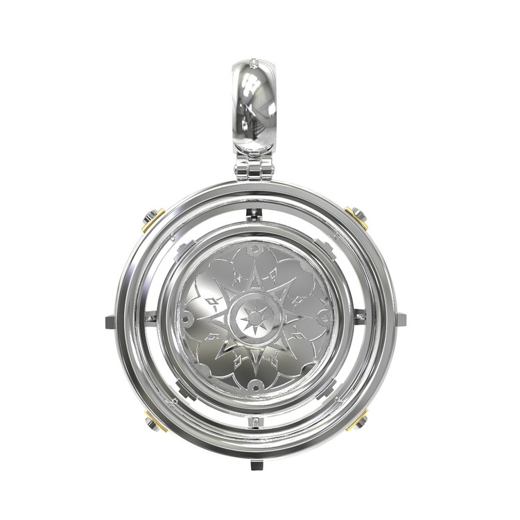 Подвеска из белого золота 585 пробы c эмалью, бриллиантами и ониксом