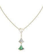 Колье из лимонного золота c бриллиантами, малахитом и перламутром