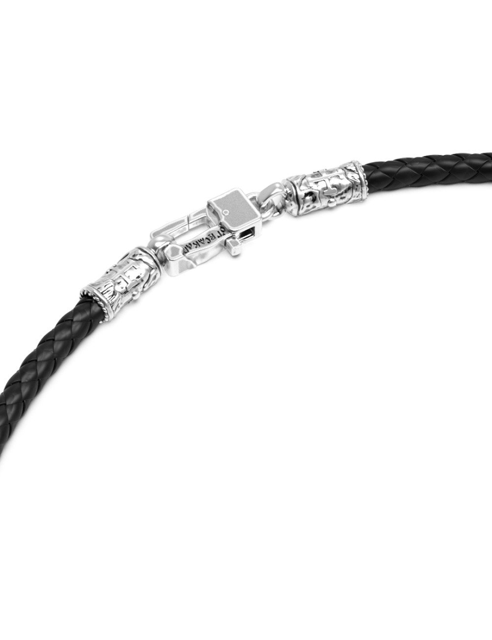 Гайтан из белого золота c кожаным шнурком