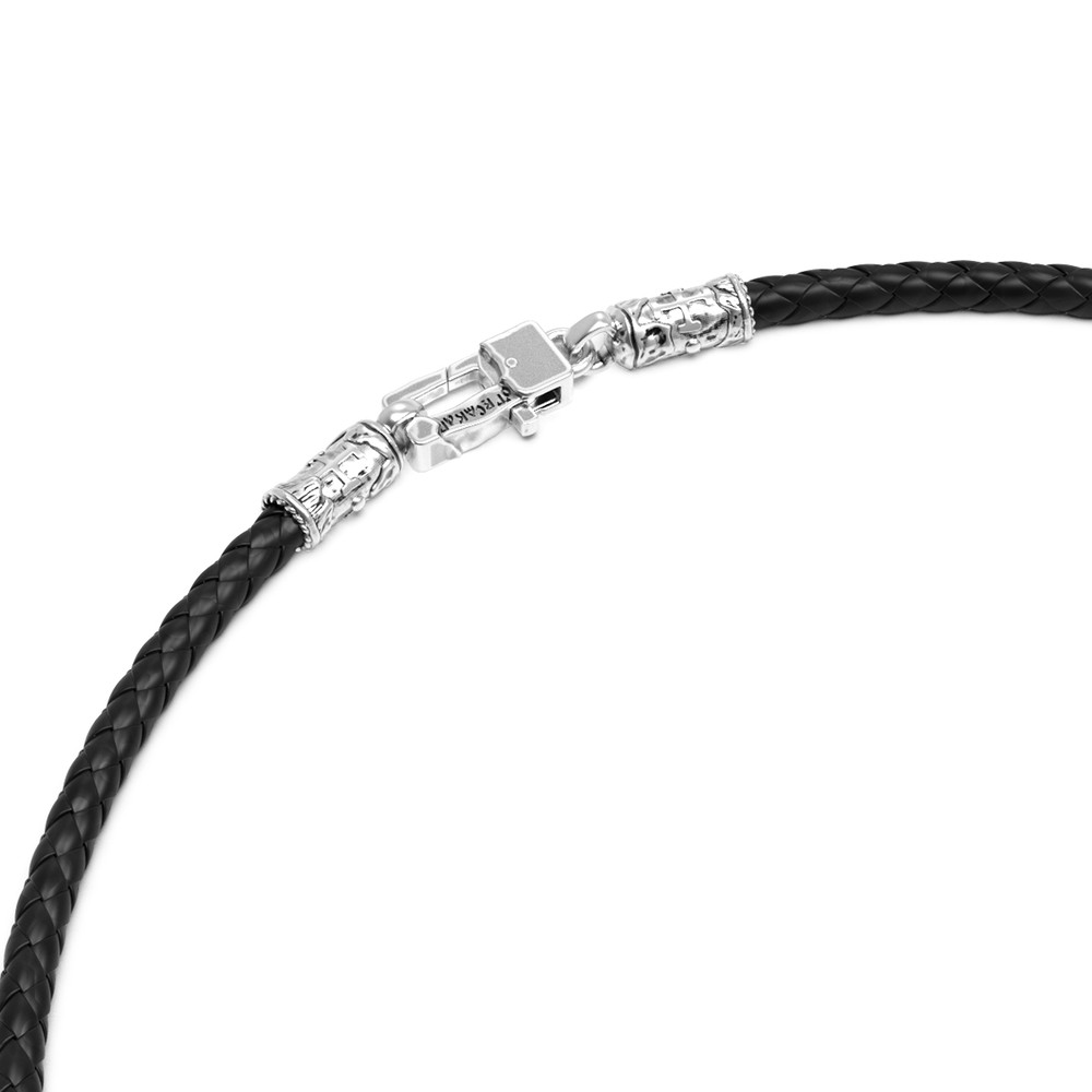 Цепь-шнурок кожа из белого золота 585 пробы c кожаным шнурком