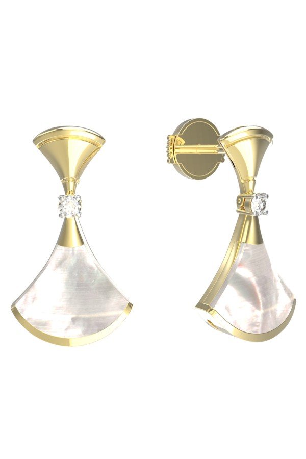 Серьги из лимонного золота c бриллиантами и перламутром