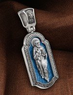 Образок из белого золота c эмалью