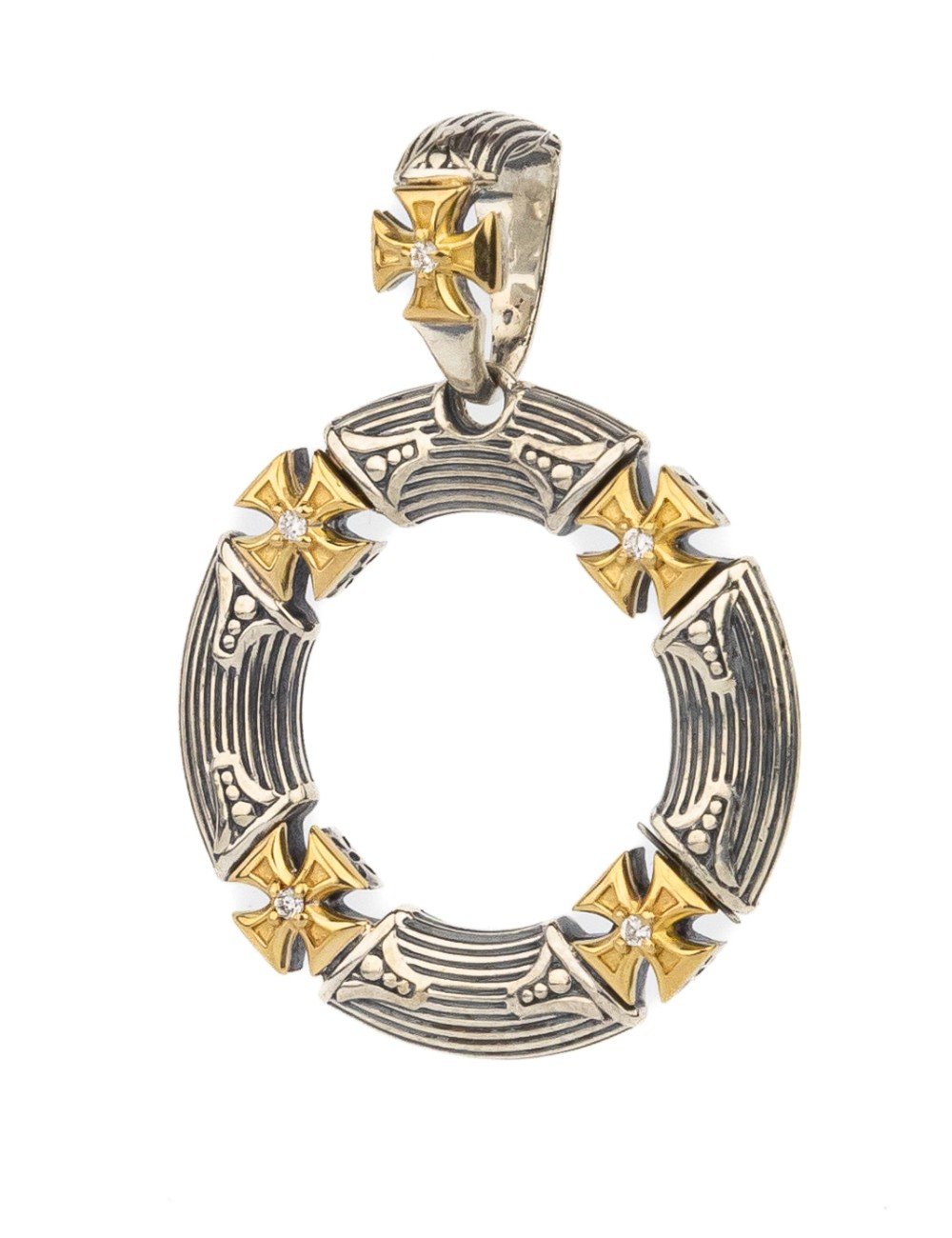 Подвеска из серебра и золота c бриллиантами и рубином