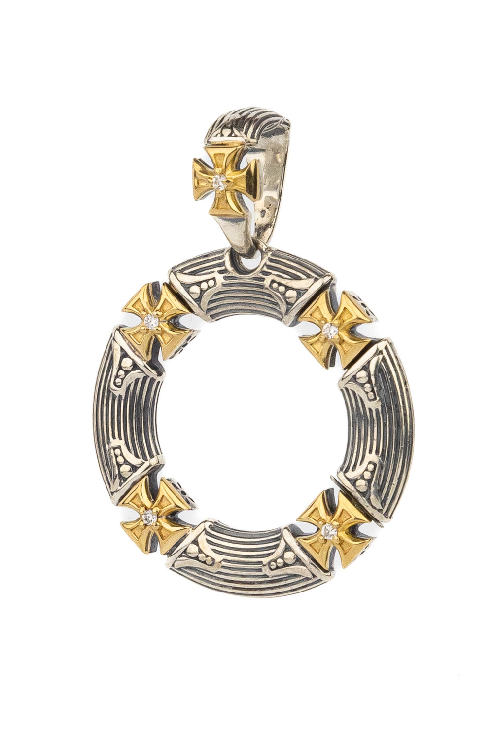 Подвеска из серебра 925 пробы и золота 750 пробы c бриллиантами и рубином