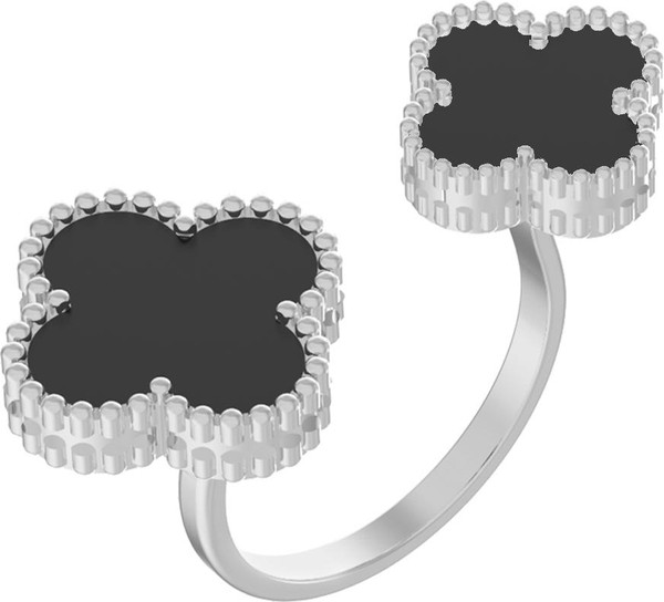 Кольцо из белого золота 585 пробы c ониксом