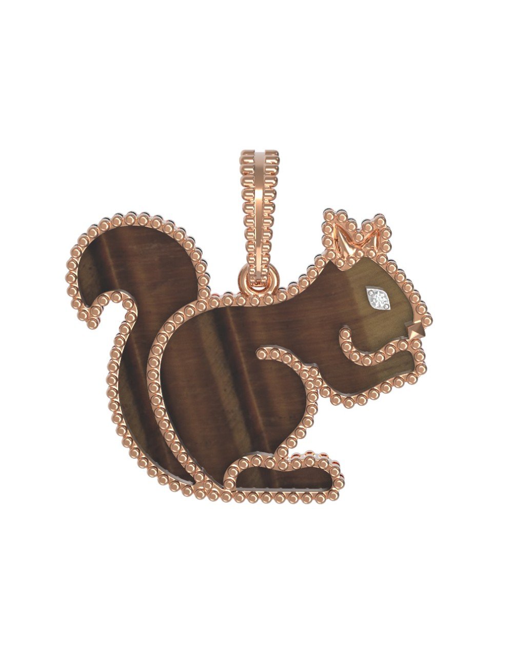 Подвеска из золота c бриллиантами и тигровым глазом