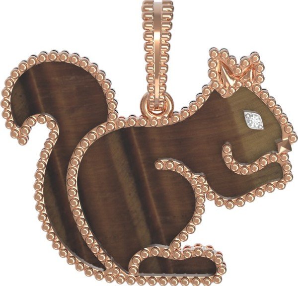 Подвеска из золота c бриллиантами и тигровым глазом