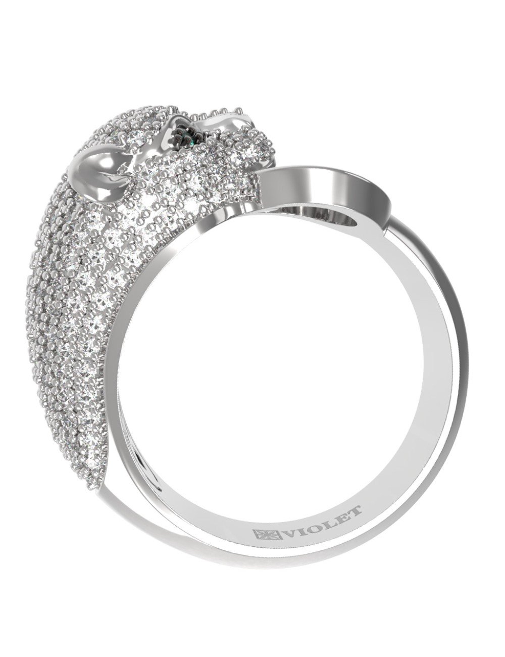 Кольцо из белого золота c бриллиантами и изумрудом