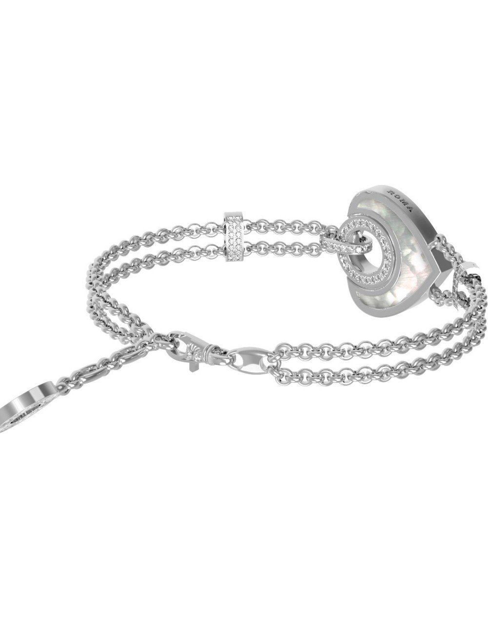 Браслет из белого золота c бриллиантами, ониксом и перламутром