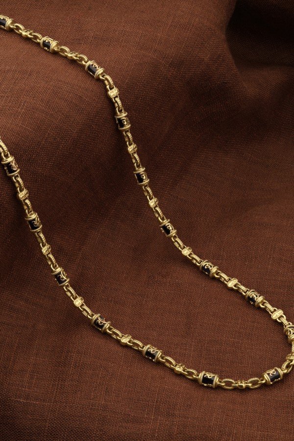 Цепь из лимонного золота c ониксом