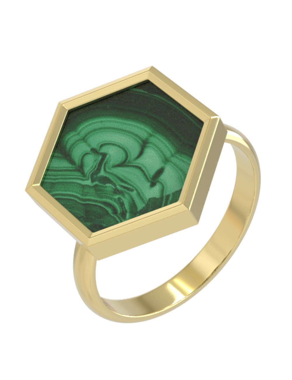Кольцо из лимонного золота c малахитом