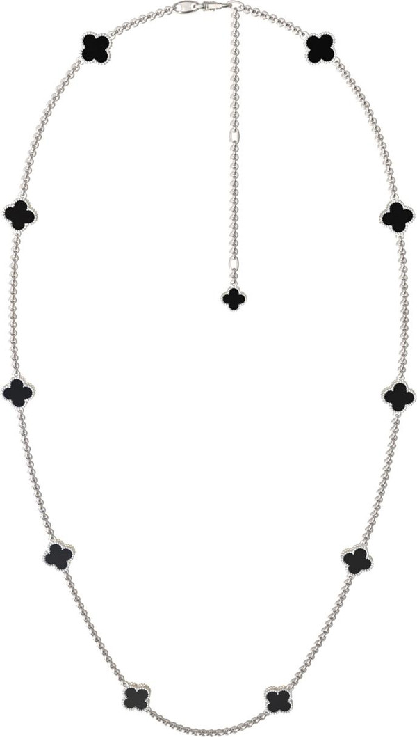 Колье из белого золота 585 пробы c ониксом