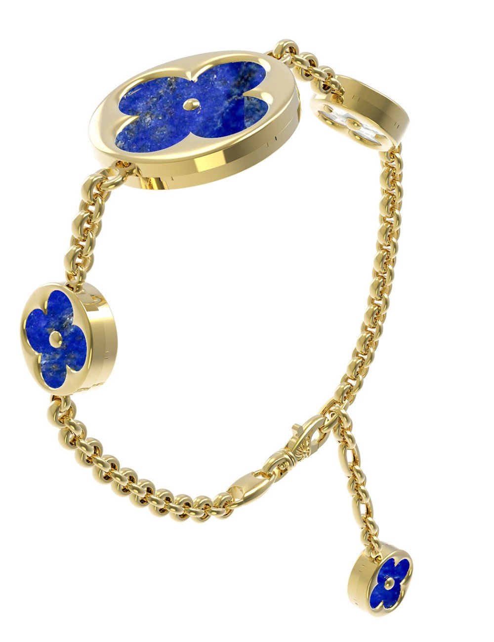 Браслет из лимонного золота c лазуритом и перламутром