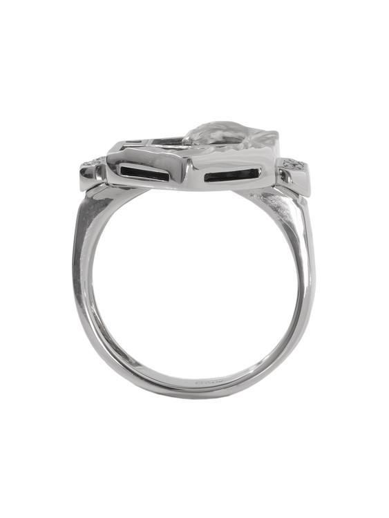 Кольцо из белого золота 585 пробы c бриллиантами и ониксом