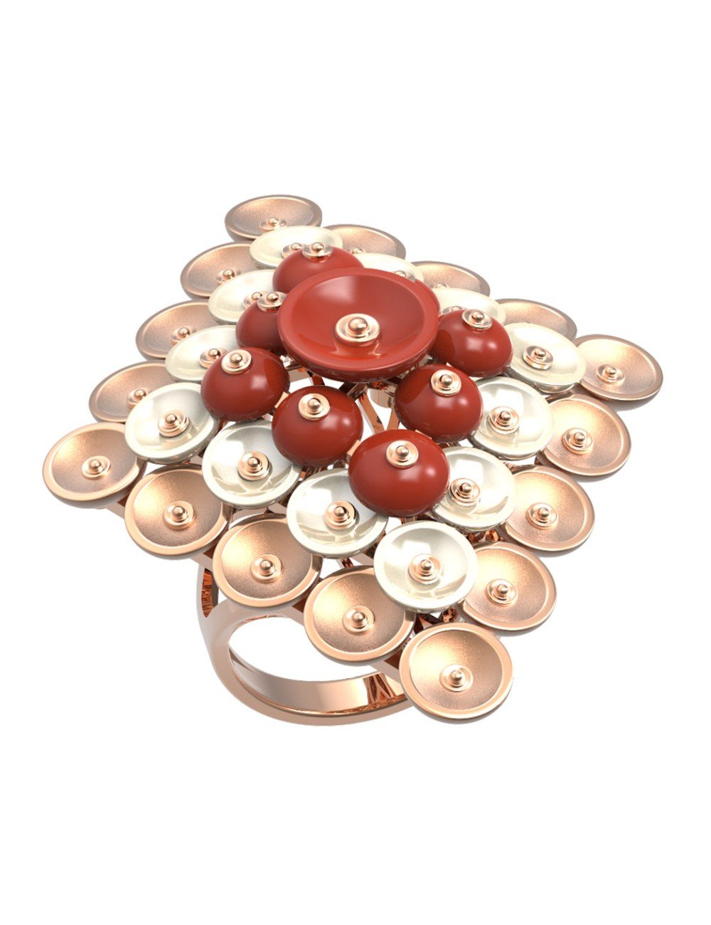 Кольцо из золота c агатом и перламутром