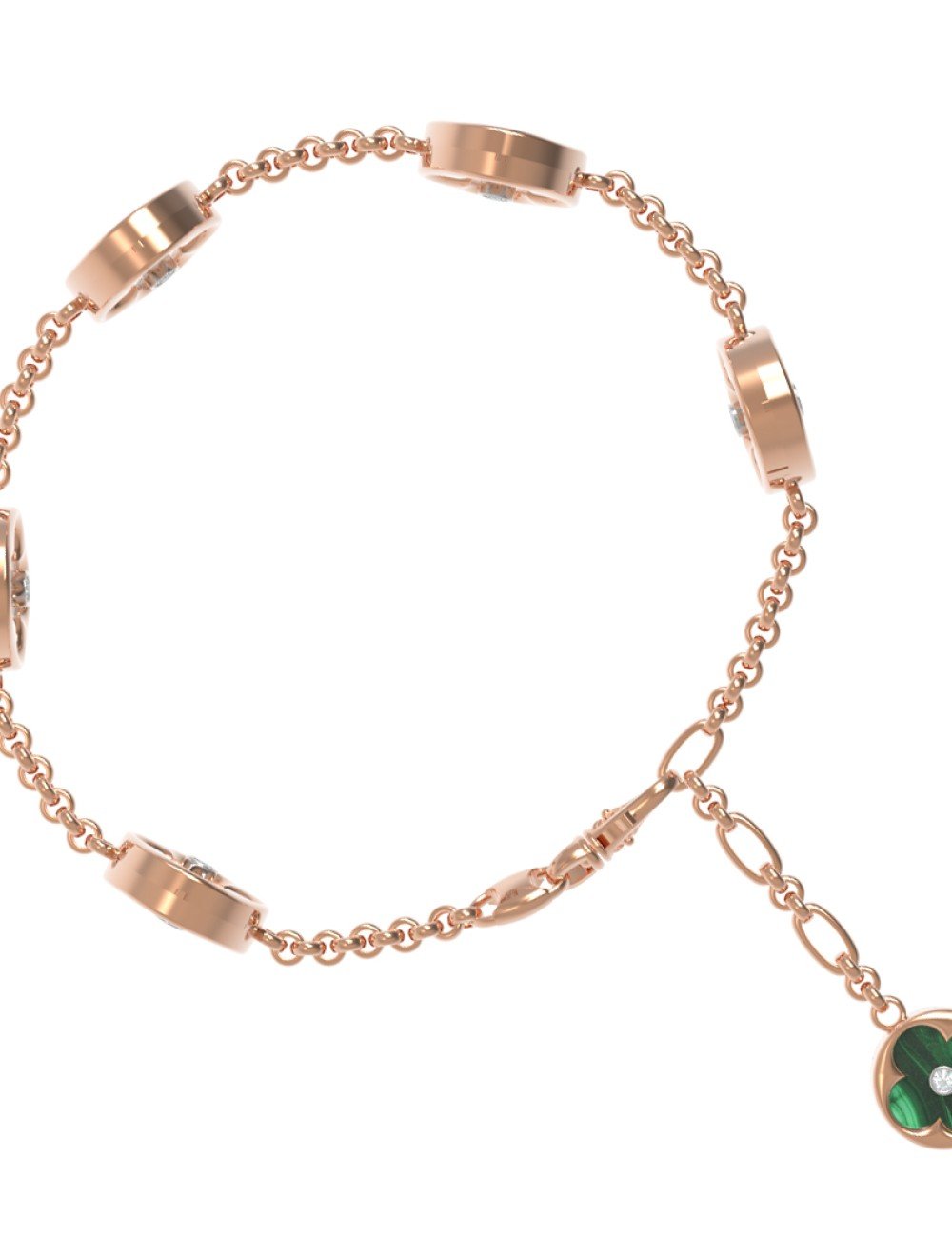 Браслет из золота c бриллиантами, малахитом и перламутром