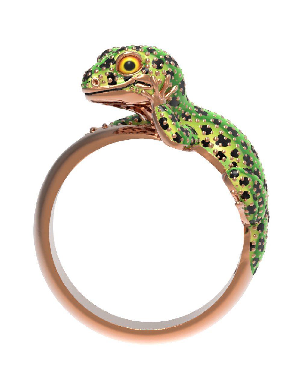 Кольцо из золота c эмалью и рубином